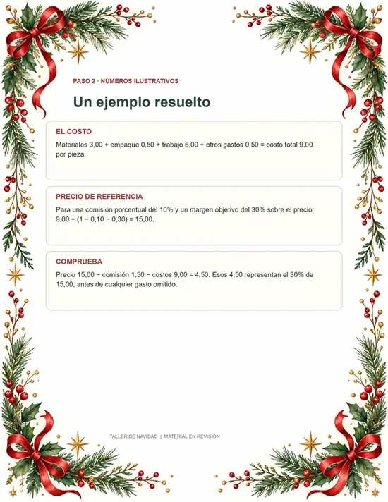 Ejemplo de cálculo de costos del complemento