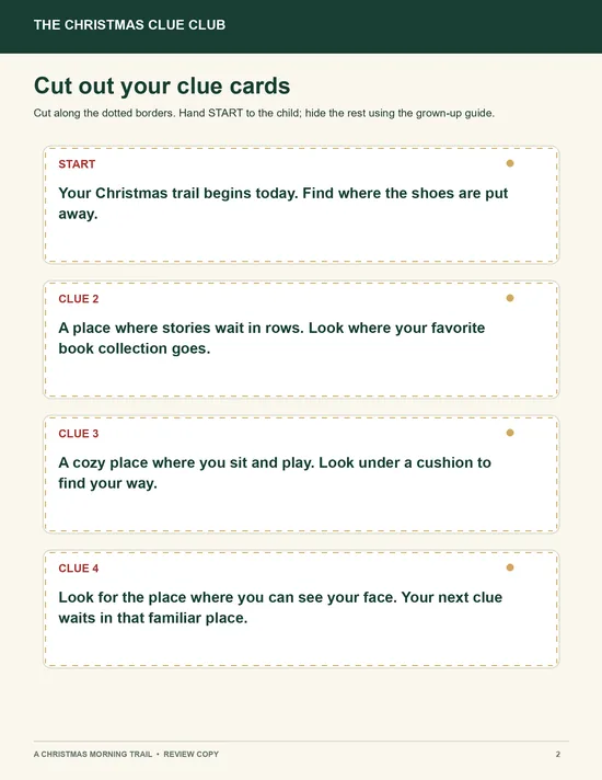 Preview of four original clue cards